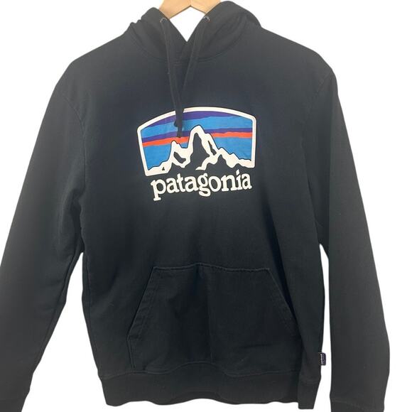 Patagonia Uprisal Hoody Black Mens Medium Recycled Cotton Logo Hoodie - Picture 2 of 11